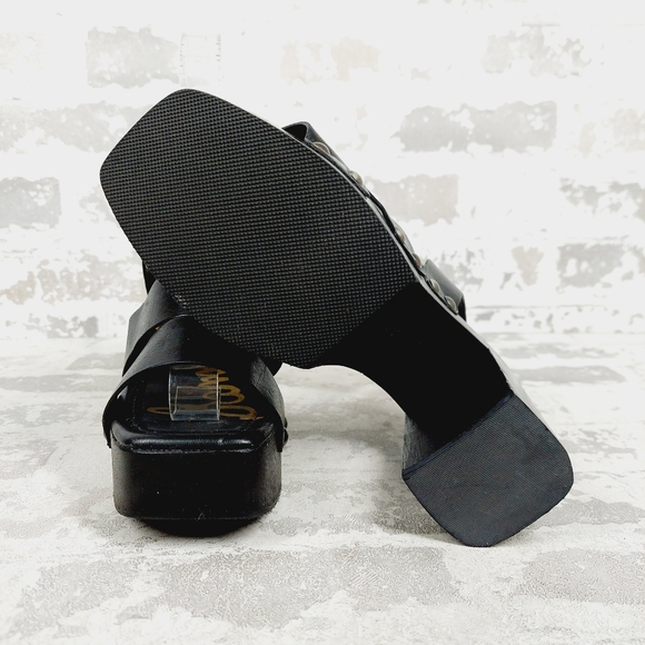 New Sam Edelman Rosalind Black Leather Platform Heeled Sandals T203 - Picture 8 of 11